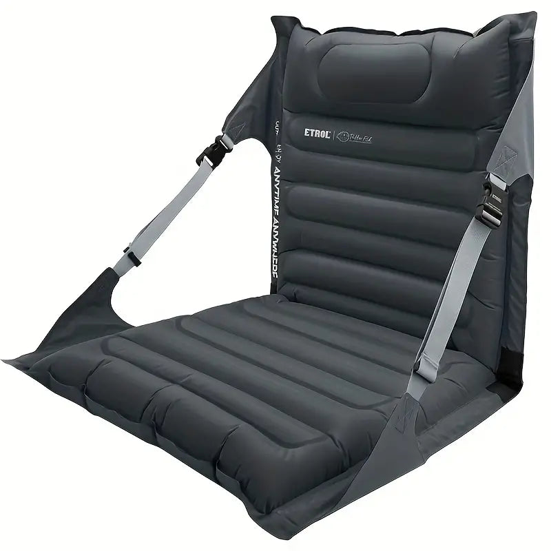 Portable Inflatable Folding Chair - Dark Gray Nylon, Camping Essential