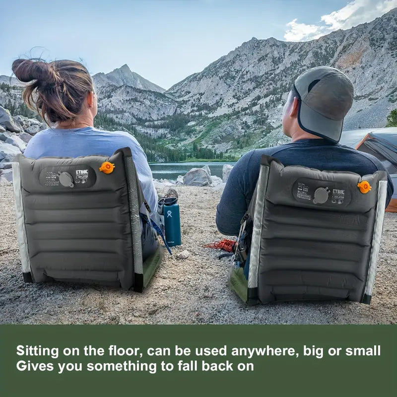Portable Inflatable Folding Chair - Dark Gray Nylon, Camping Essential